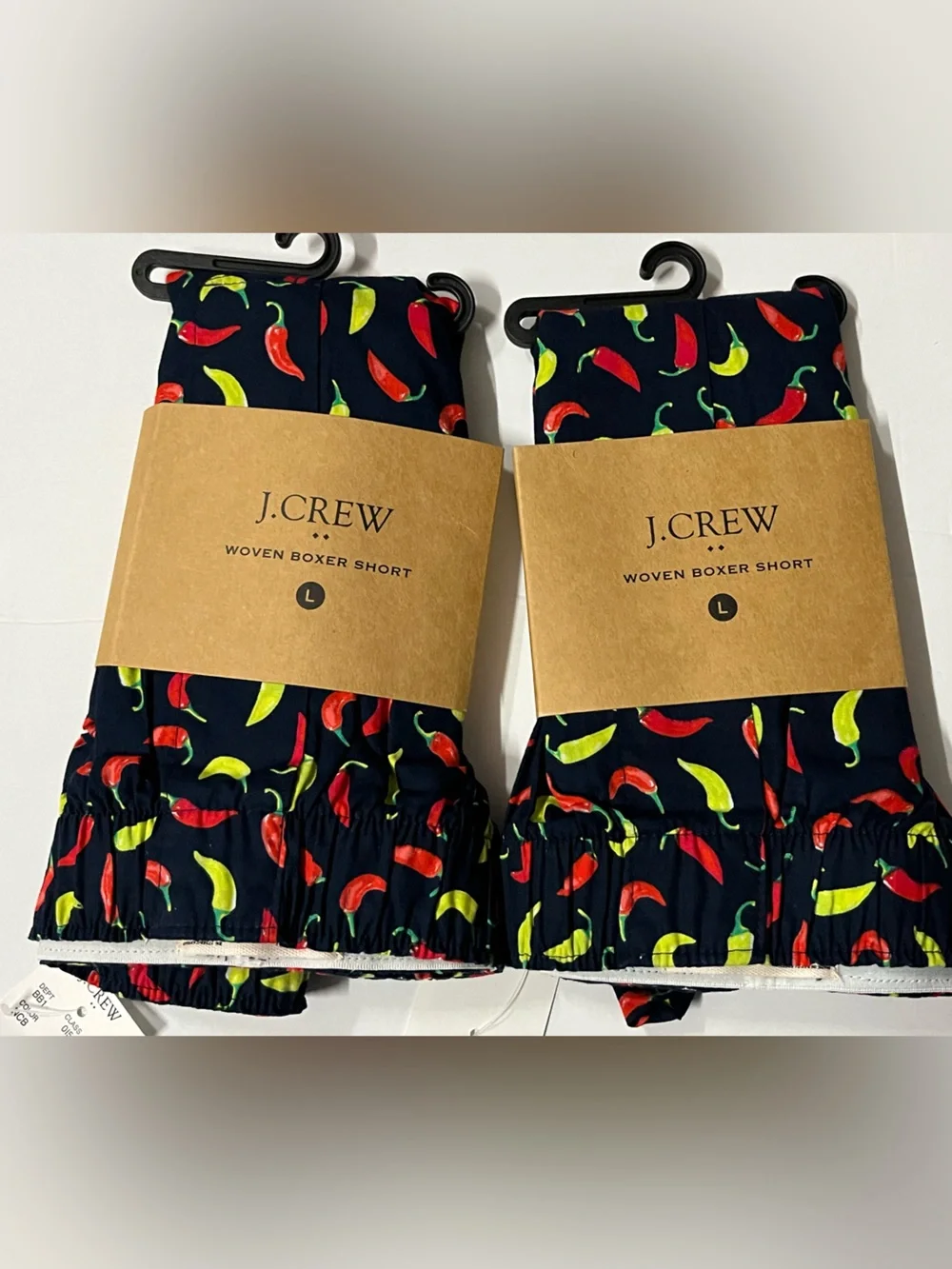 J Crew Men's Boxer Shorts‎ Red Hot Chili Allover Print 100% Cotton Large 2 Sets